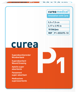 CUREA P1 superabsorb.Wundauflage 5,5x7,5 cm